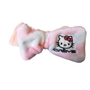Hello Kitty Creme Striped Bow Headband Pink‎ White Spa Makeup Hair Band